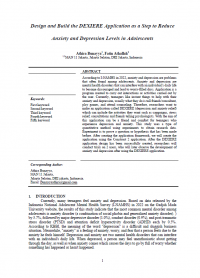Design and Build the DEXIERE Application as a Step to Reduce Anxiety and Depression Levels in Adolescents